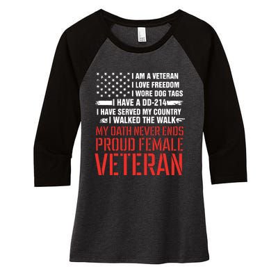 Proud Female Veteran Women's Tri-Blend 3/4-Sleeve Raglan Shirt