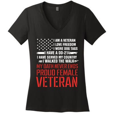 Proud Female Veteran Women's V-Neck T-Shirt