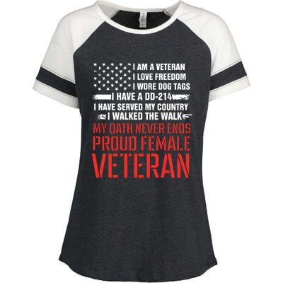 Proud Female Veteran Enza Ladies Jersey Colorblock Tee