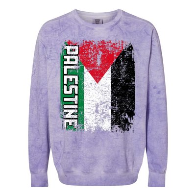 Palestine Flag | Vintage Big Palestine Flag Colorblast Crewneck Sweatshirt