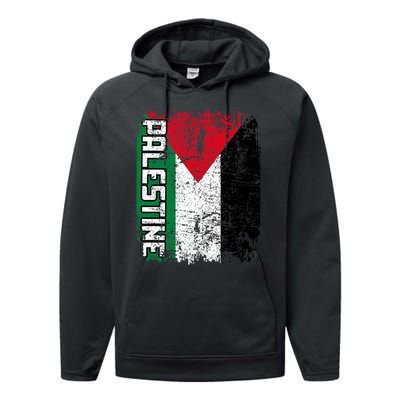 Palestine Flag | Vintage Big Palestine Flag Performance Fleece Hoodie