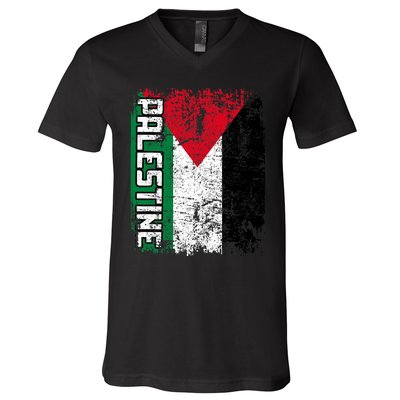 Palestine Flag | Vintage Big Palestine Flag V-Neck T-Shirt