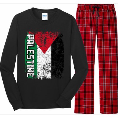 Palestine Flag | Vintage Big Palestine Flag Long Sleeve Pajama Set