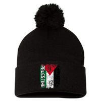 Palestine Flag | Vintage Big Palestine Flag Pom Pom 12in Knit Beanie