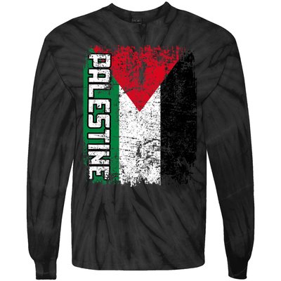 Palestine Flag | Vintage Big Palestine Flag Tie-Dye Long Sleeve Shirt