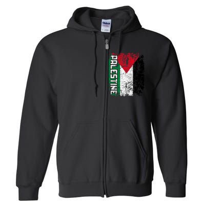 Palestine Flag | Vintage Big Palestine Flag Full Zip Hoodie