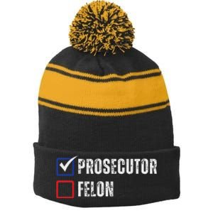 Prosecutor Felon Voting Ballot 2024 Stripe Pom Pom Beanie