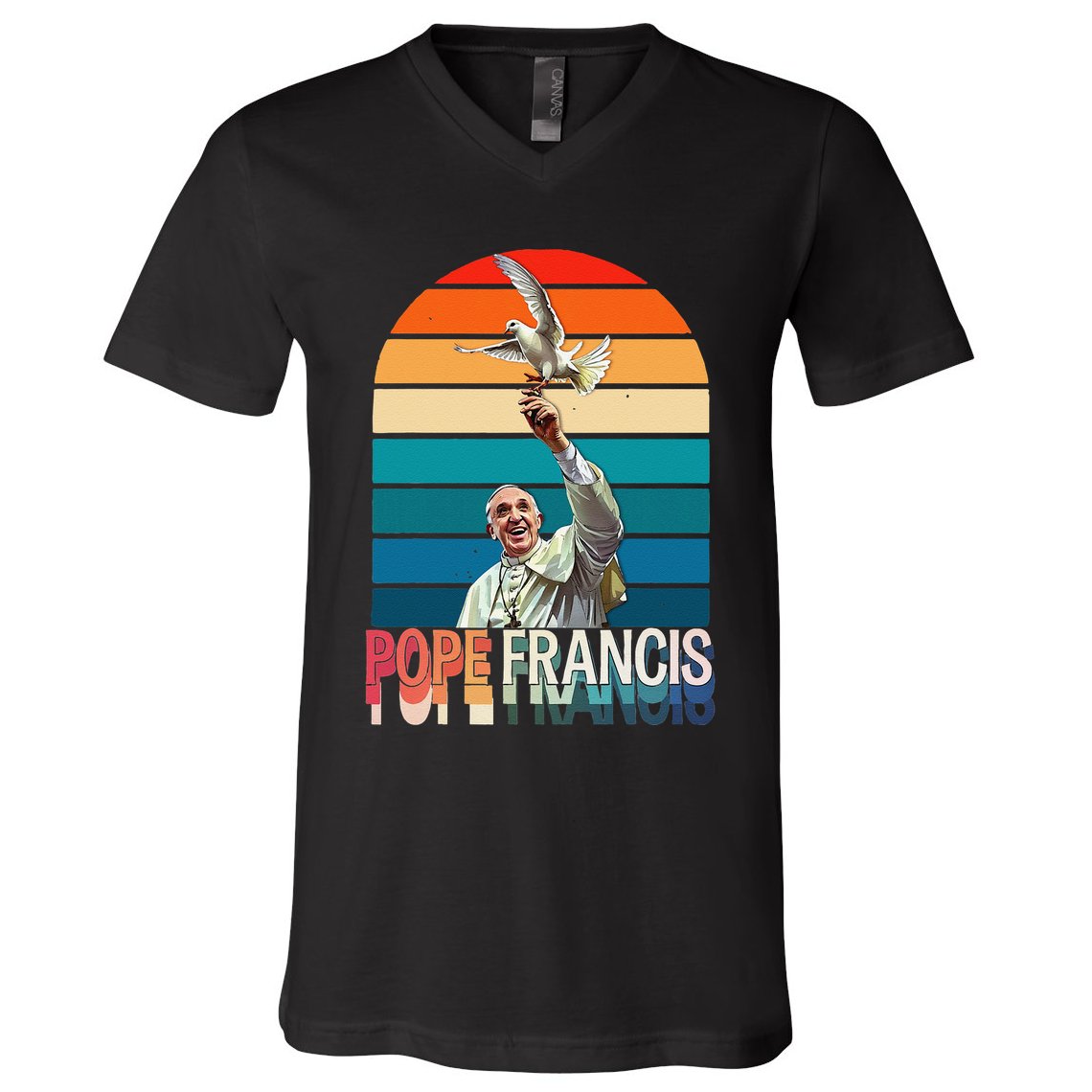 Pope Francis Vatican Catholic Saint .Png V-Neck T-Shirt