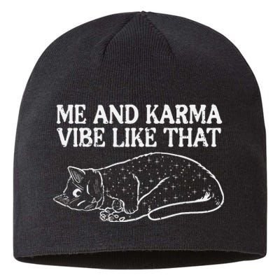 Playful Feline Vibes Hilarious Me and Karma Design Sustainable Beanie