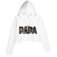 Papa Fishing Veteran Funny Flag USA Father's Day Vintage Crop Fleece Hoodie