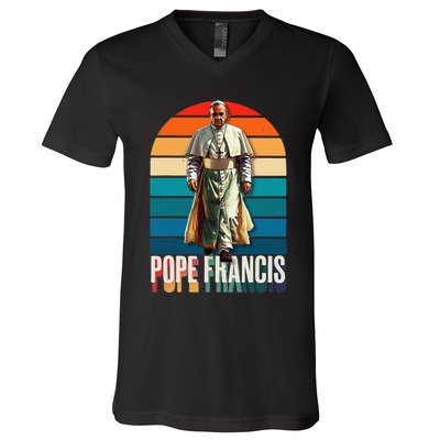Pope Francis Vatican Catholic Saint .Png V-Neck T-Shirt