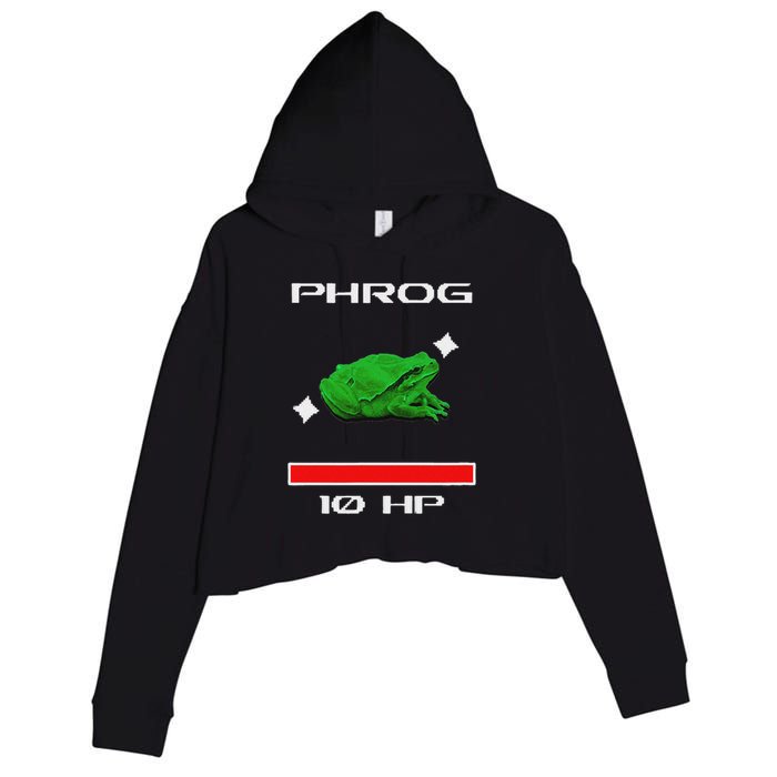 Phrog Frog Videogame Funny Meme Game Crop Fleece Hoodie