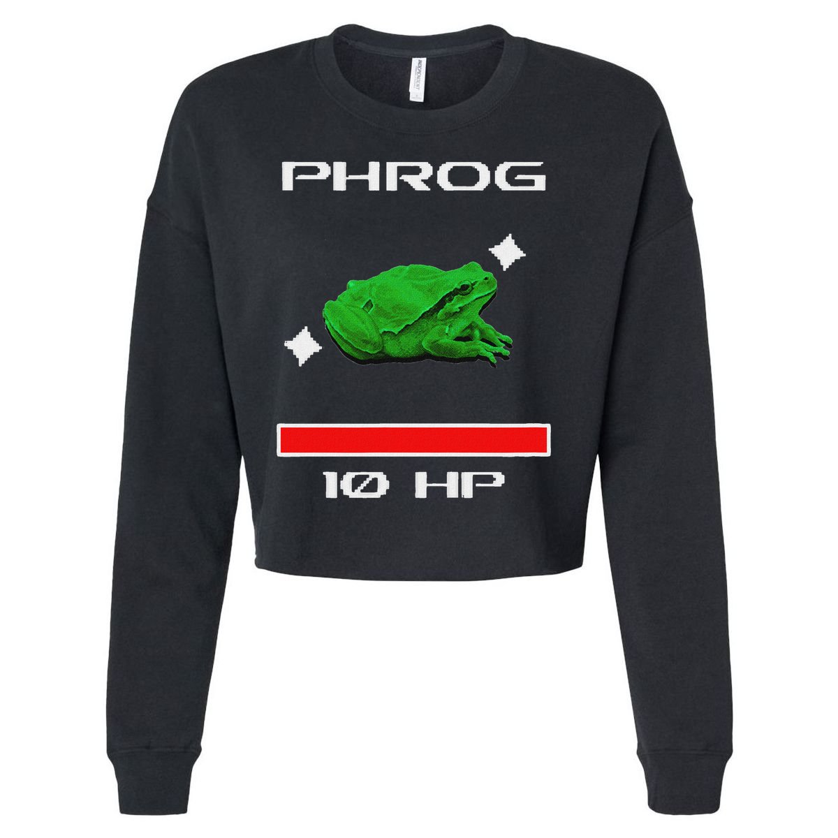 Phrog Frog Videogame Funny Meme Game Cropped Pullover Crew