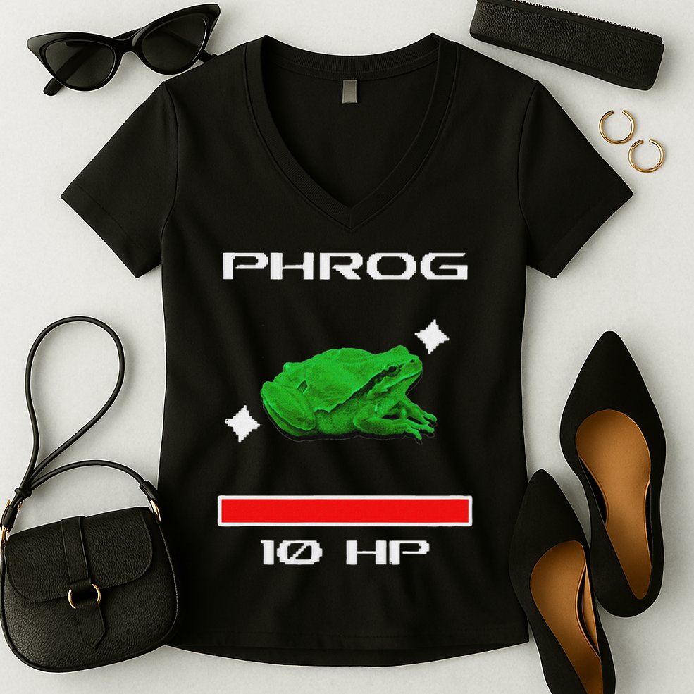 Phrog Frog Videogame Funny Meme Game Women's V-Neck T-Shirt