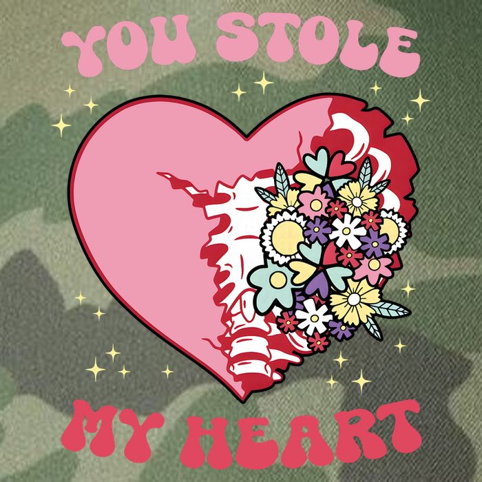 Pink Floral Valentine You Stole My Heart Matching Couple Legacy Tie Dye Trucker Hat