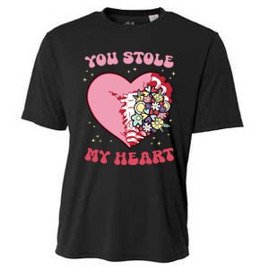 Pink Floral Valentine You Stole My Heart Matching Couple Cooling Performance Crew T-Shirt