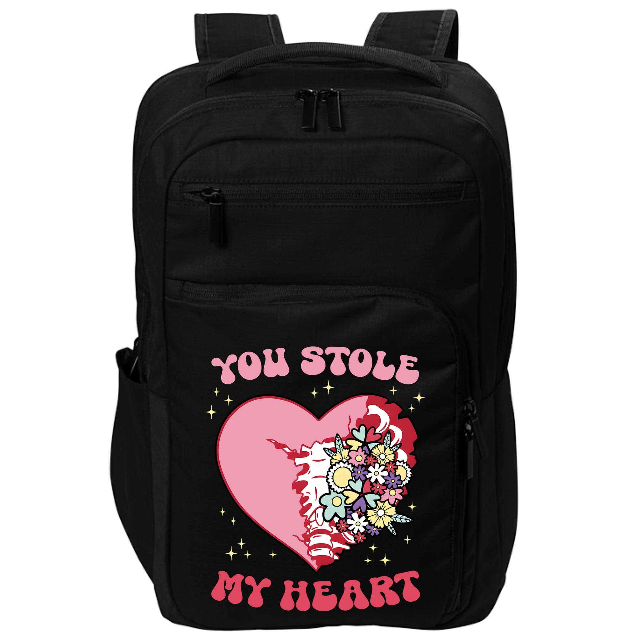 Pink Floral Valentine You Stole My Heart Matching Couple Impact Tech Backpack