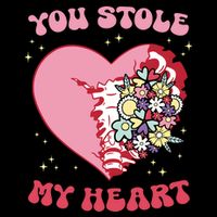 Pink Floral Valentine You Stole My Heart Matching Couple Sustainable Bucket Hat