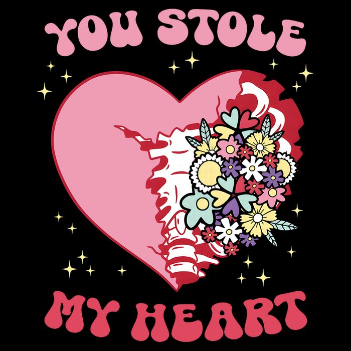 Pink Floral Valentine You Stole My Heart Matching Couple Sustainable Bucket Hat