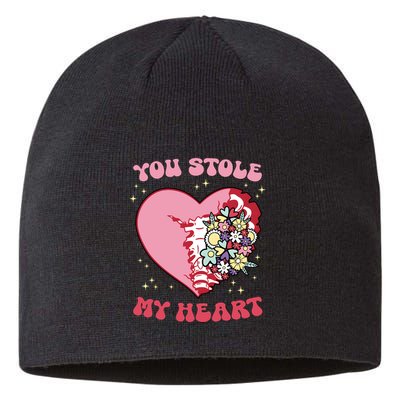 Pink Floral Valentine You Stole My Heart Matching Couple Sustainable Beanie