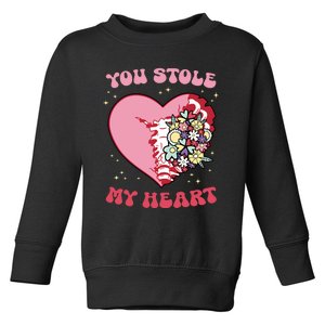 Pink Floral Valentine You Stole My Heart Matching Couple Toddler Sweatshirt