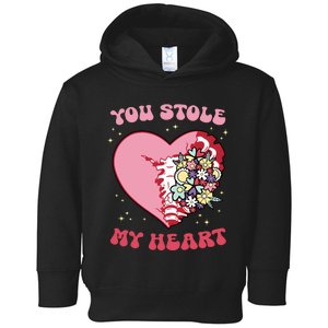 Pink Floral Valentine You Stole My Heart Matching Couple Toddler Hoodie