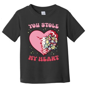 Pink Floral Valentine You Stole My Heart Matching Couple Toddler T-Shirt