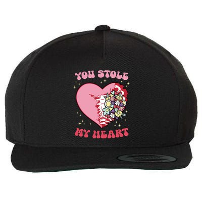Pink Floral Valentine You Stole My Heart Matching Couple Wool Snapback Cap