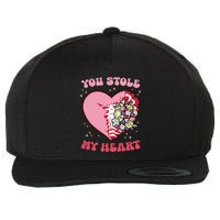Pink Floral Valentine You Stole My Heart Matching Couple Wool Snapback Cap