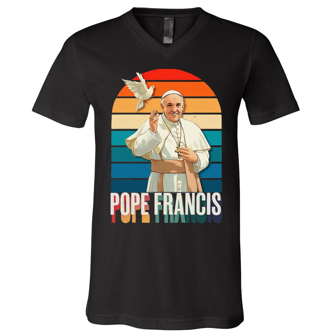 Pope Francis Vatican Catholic Saint .Png V-Neck T-Shirt