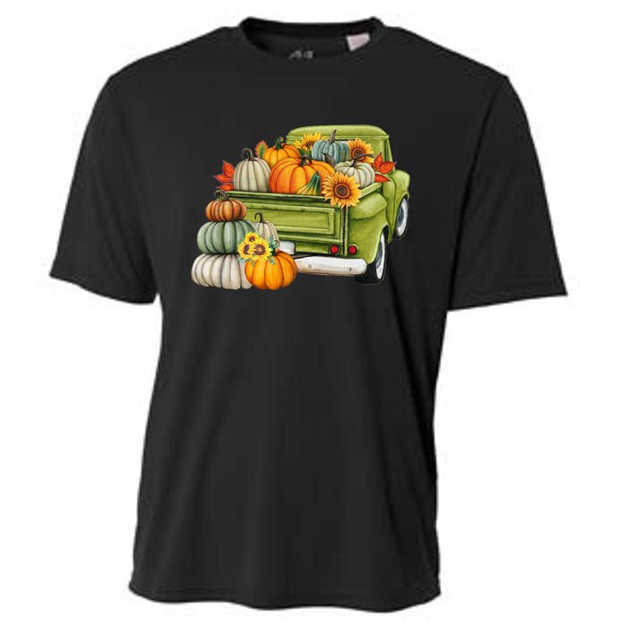 Pumpkin Fall Vintage Truck Cooling Performance Crew T-Shirt