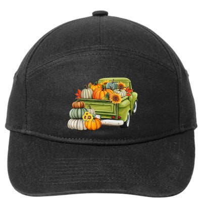 Pumpkin Fall Vintage Truck 7-Panel Snapback Hat