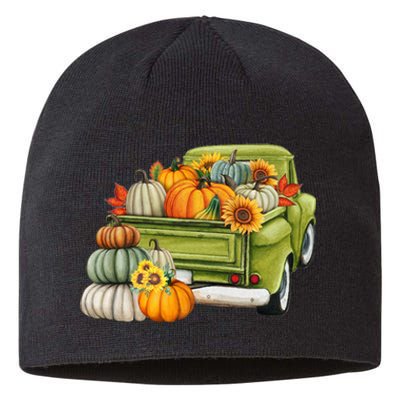 Pumpkin Fall Vintage Truck Sustainable Beanie