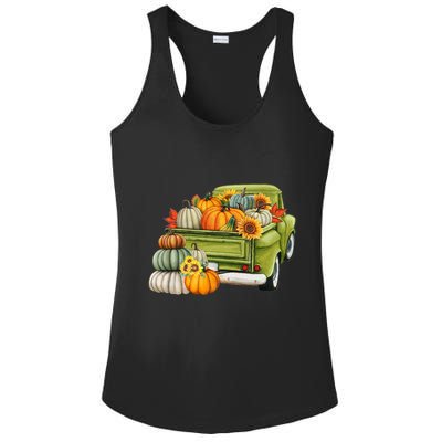 Pumpkin Fall Vintage Truck Ladies PosiCharge Competitor Racerback Tank