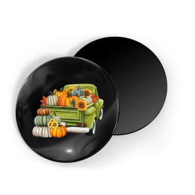 Pumpkin Fall Vintage Truck Magnet