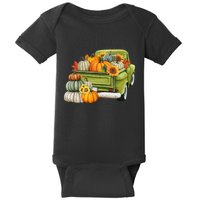 Pumpkin Fall Vintage Truck Baby Bodysuit