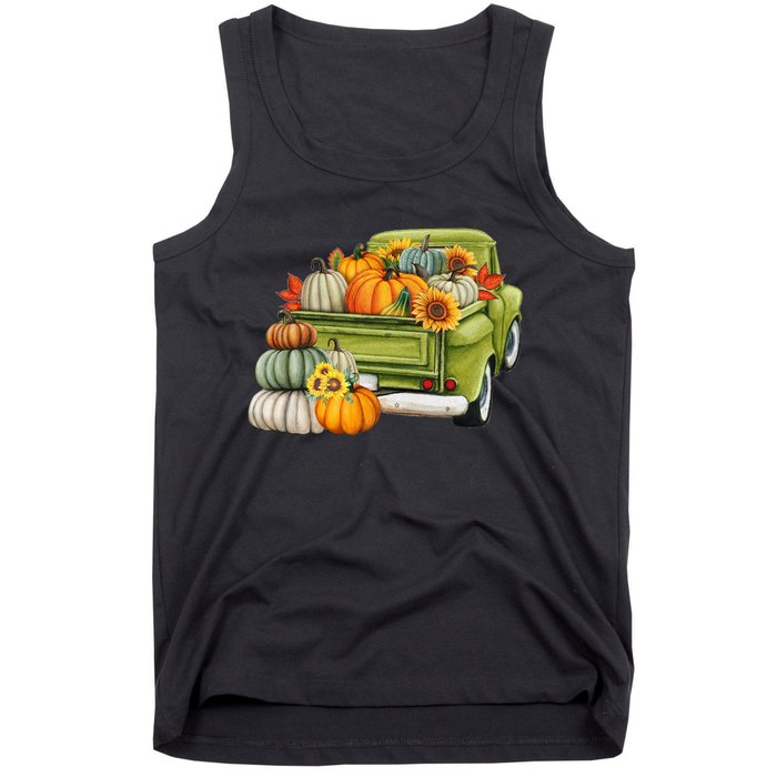 Pumpkin Fall Vintage Truck Tank Top