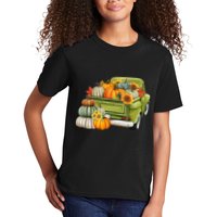 Pumpkin Fall Vintage Truck Kids T-Shirt