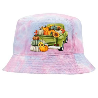 Pumpkin Fall Vintage Truck Tie-Dyed Bucket Hat