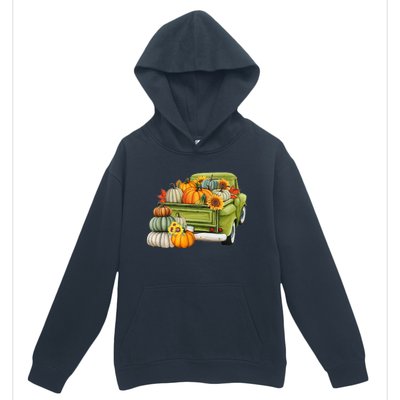 Pumpkin Fall Vintage Truck Urban Pullover Hoodie