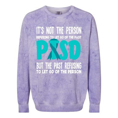 Ptsd Fighter Warrior Teal Ribbon Ptsd Awareness Gift Colorblast Crewneck Sweatshirt