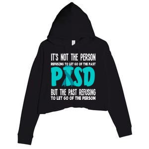 Ptsd Fighter Warrior Teal Ribbon Ptsd Awareness Gift Crop Fleece Hoodie