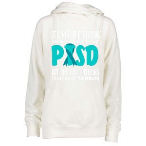 Ptsd Fighter Warrior Teal Ribbon Ptsd Awareness Gift Womens Funnel Neck Pullover Hood