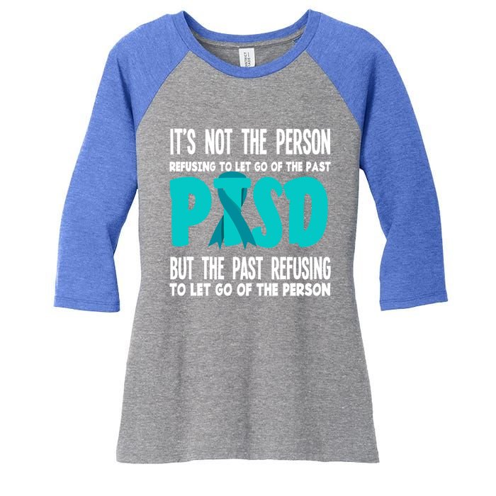 Ptsd Fighter Warrior Teal Ribbon Ptsd Awareness Gift Women's Tri-Blend 3/4-Sleeve Raglan Shirt