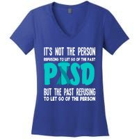 Ptsd Fighter Warrior Teal Ribbon Ptsd Awareness Gift Women's V-Neck T-Shirt