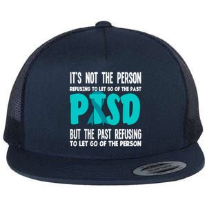 Ptsd Fighter Warrior Teal Ribbon Ptsd Awareness Gift Flat Bill Trucker Hat