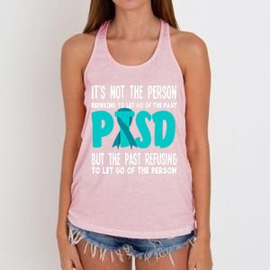 Ptsd Fighter Warrior Teal Ribbon Ptsd Awareness Gift Women's Knotted Racerback Tank