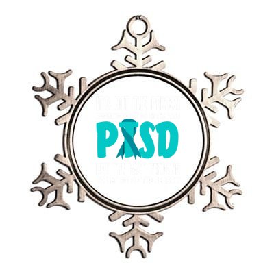 Ptsd Fighter Warrior Teal Ribbon Ptsd Awareness Gift Metallic Star Ornament