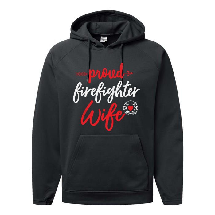 Proud Firefighter Wife Gift Firemans Husband Boyfriend Performance Fleece Hoodie