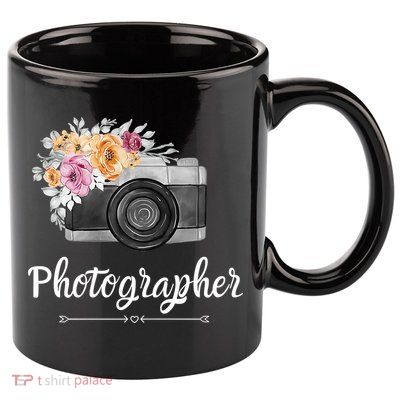 Photographer Floral Women Photography Camera Gift 11oz C Handle Ceramic Mug